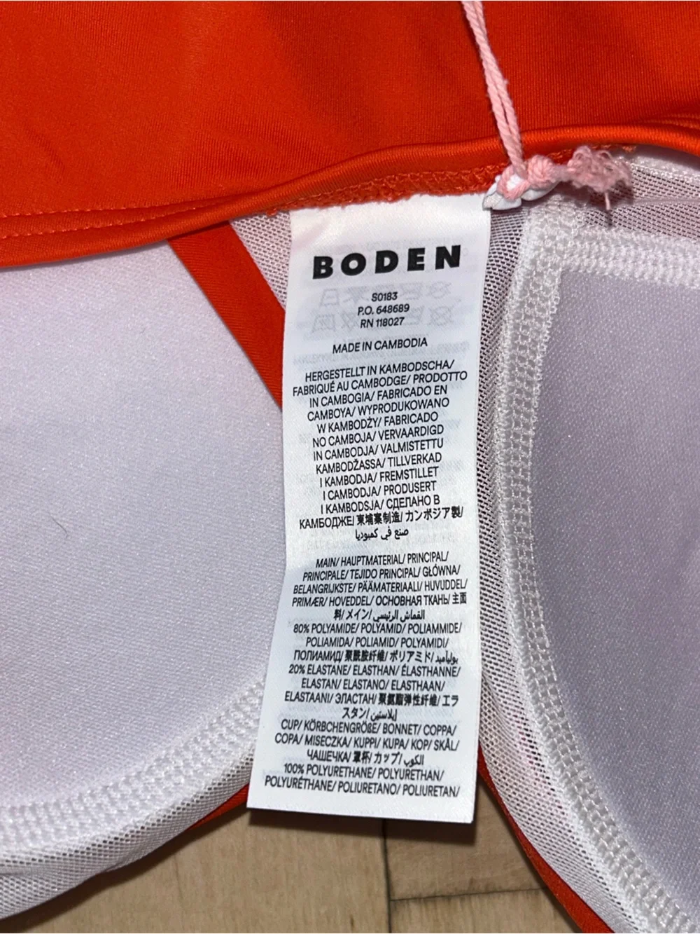 Boden Levanzo Ruched Halter Tie One Piece Swimsuit Fiesta Coral Size 6 Long NWT